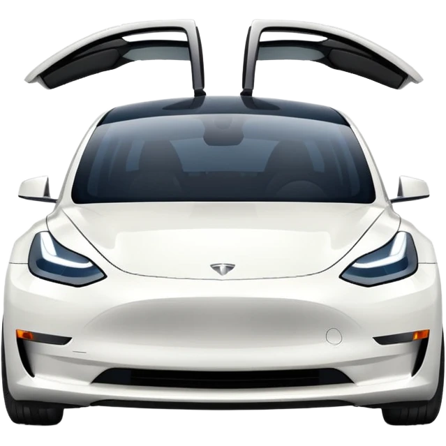Tesla model 3 white. Icon. In a hurry. No wings  emoji