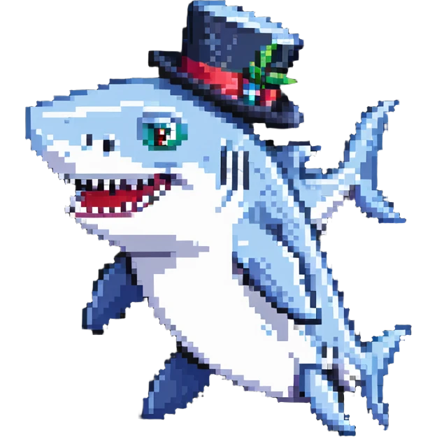 shark wearing a top hat emoji