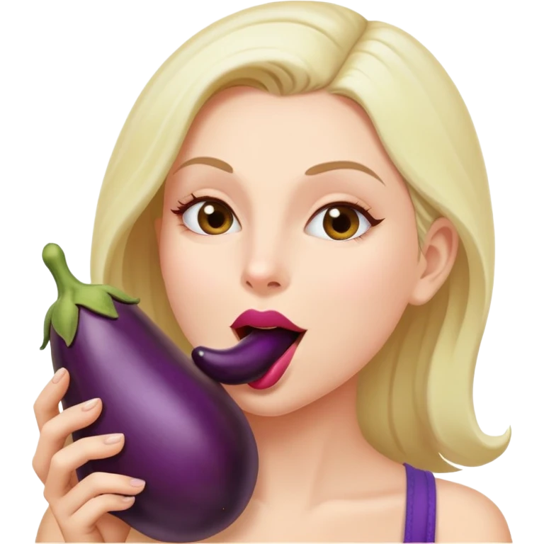 Mrs licking eggplant emoji