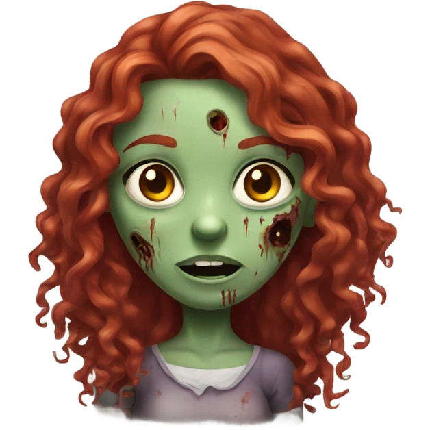 Zombie girl with hands and with long red curly hair emoji