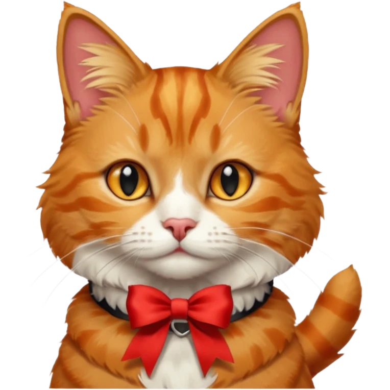Cat with ribbon collar, half body emoji