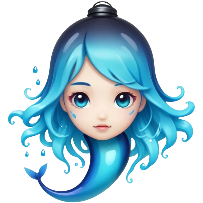 Kawaii Edgy Dark Pretty Beautiful Aesthetic Water-Gradient Fakémon-Digimon-creature emoji