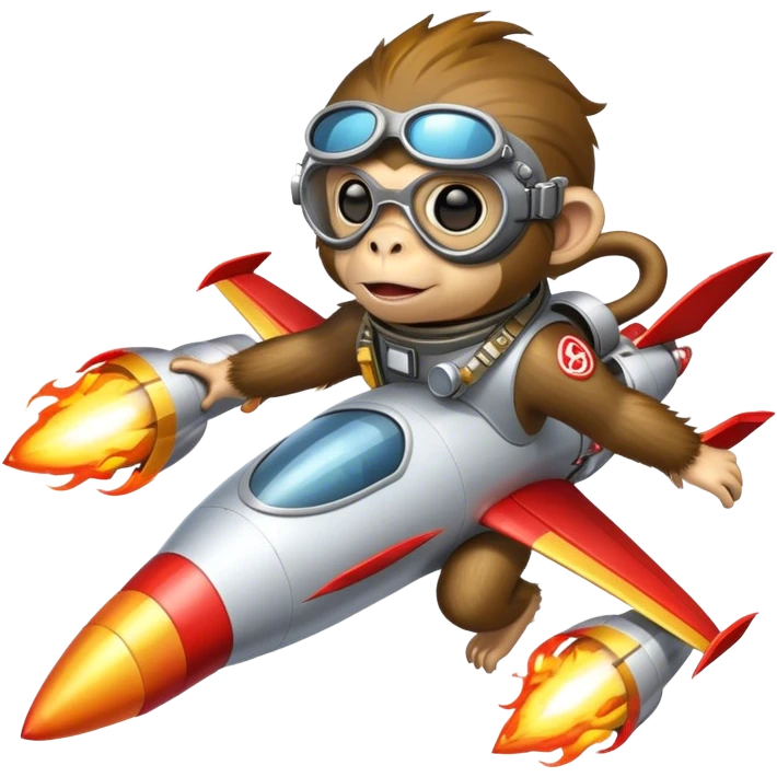 monkey-punk flying in a rocket with fire emoji