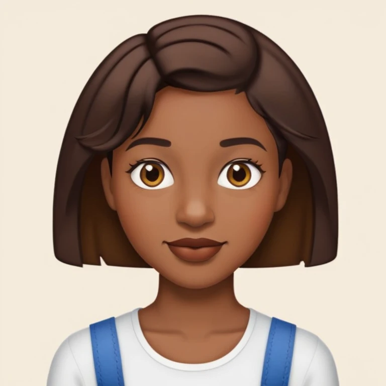 Black woman with short brown hair in a side part with braces  emoji