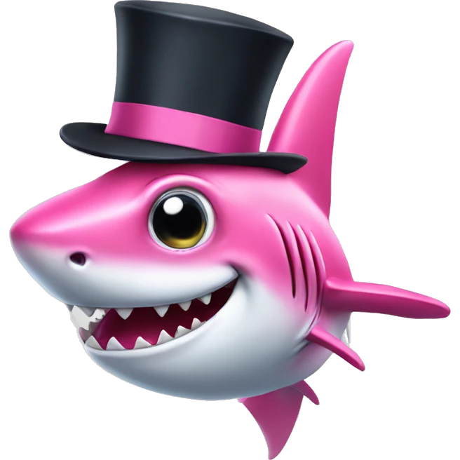 Pink Shark with glasses and a top hat emoji