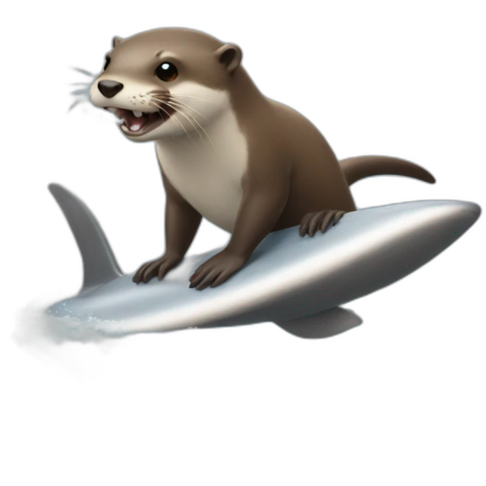 Otter surfing on a shark emoji