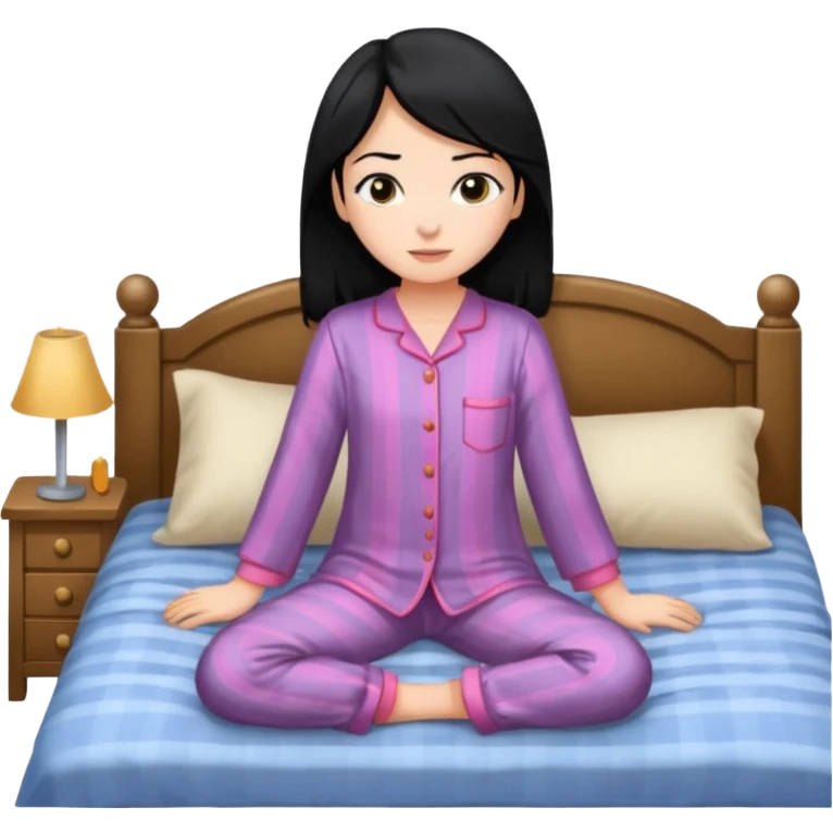 girl going to bed black hair emoji