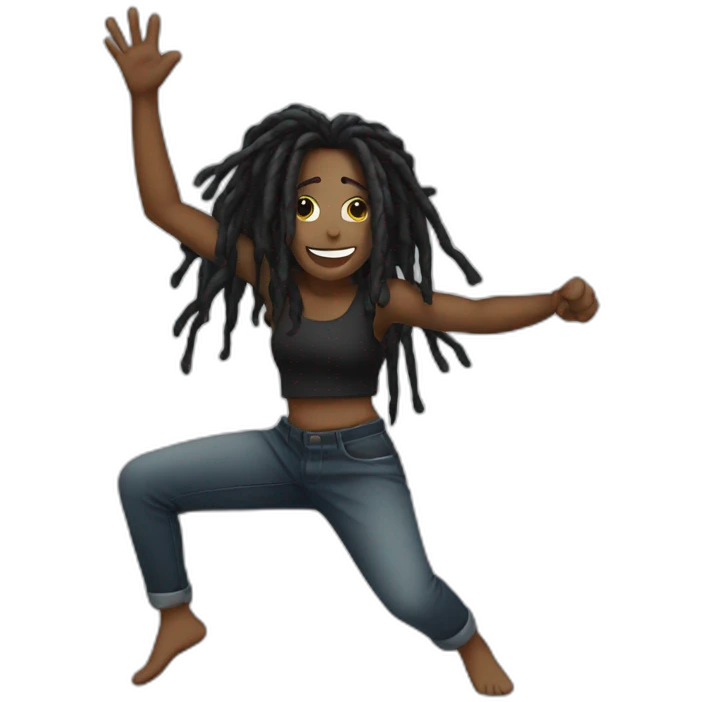 BLACK WITH DREADS DANCING emoji