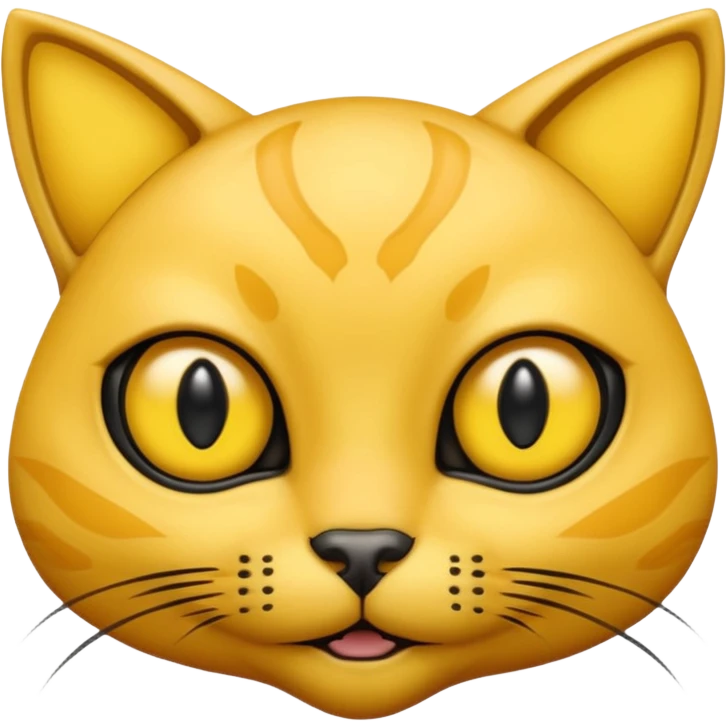 furless dark yellow alien cat face with ailen eyes emoji