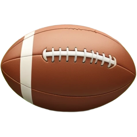 A rugby ball resting on a grassy field, with goalposts in the background. The scene captures the essence of the sport, with the field clearly marked and ready for a game, highlighting the intensity and teamwork of rugby. emoji
