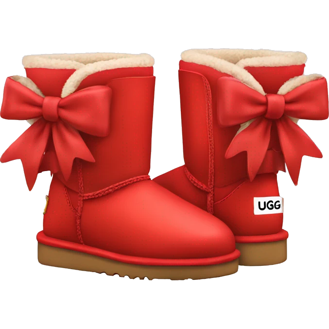 Pair of Red Ugg boots with bows emoji