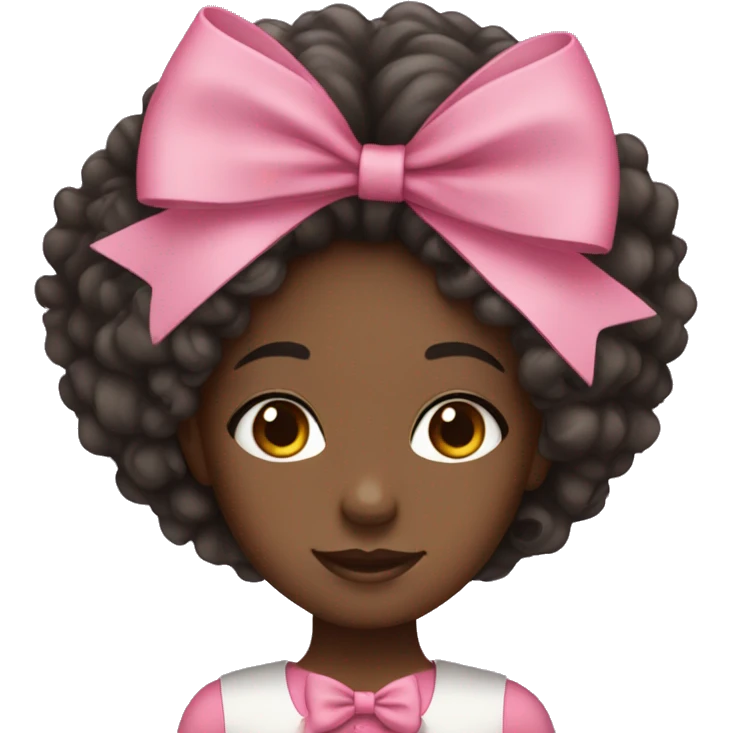black girl with curly hair and a pink bow emoji