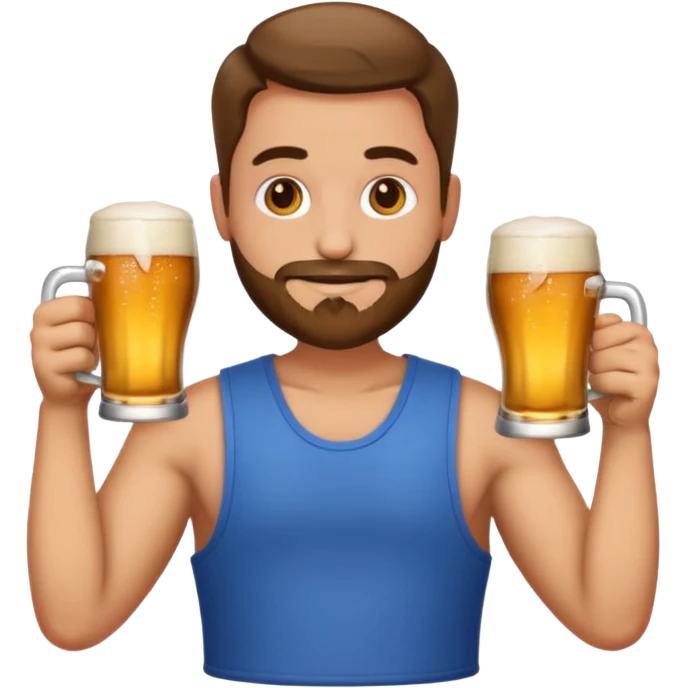 Emoji beauf avec un coupe de cheveux mulet, un ventre rond, un débardeur et une bière dans la main emoji