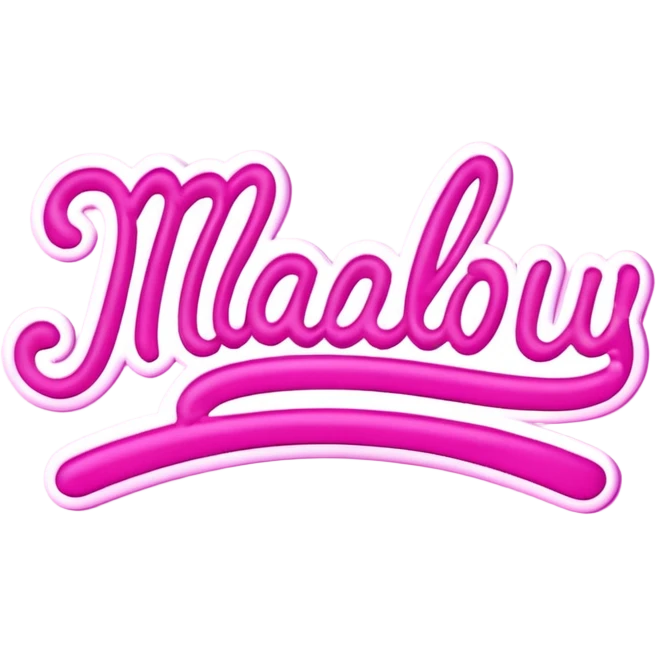 glowing pink neon sign that says "Malibu" in cursive  emoji