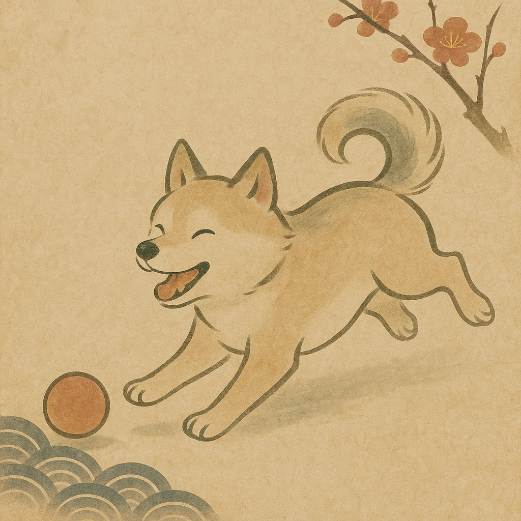happy dog running after ball emoji
