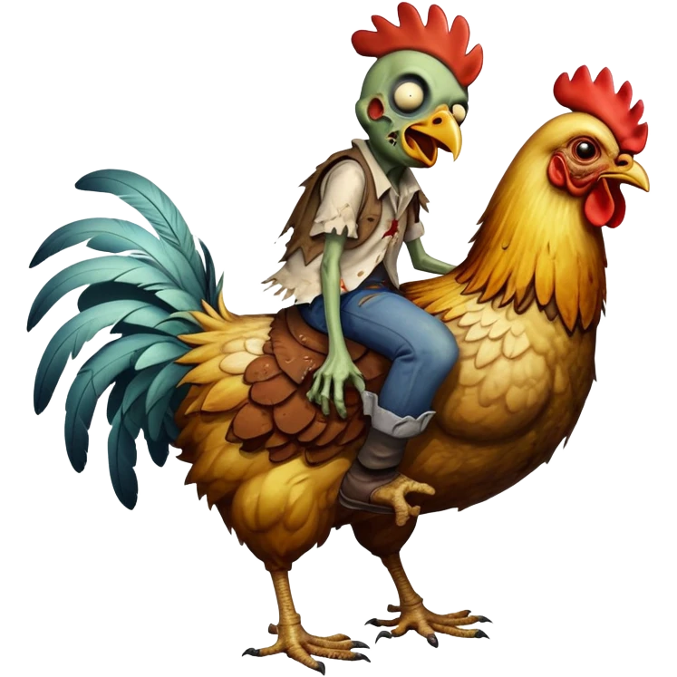 Zombie riding a chicken emoji