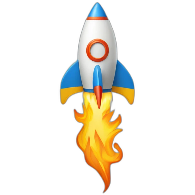 rocket with flame shaped as Ukrainian trident emoji