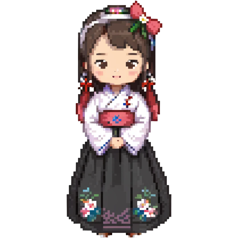 Korean girl in hanbok traditional dress emoji