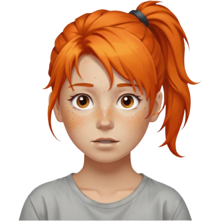 Artist with messy ponytail orange hair emoji
