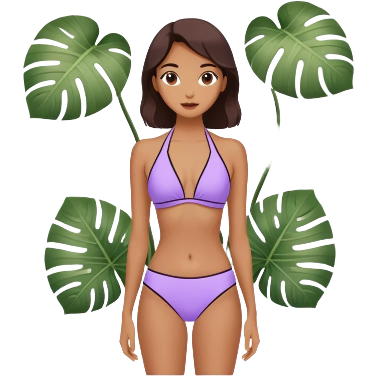 Retro light purple bikini halter tankini with high waisted leafy bottoms emoji