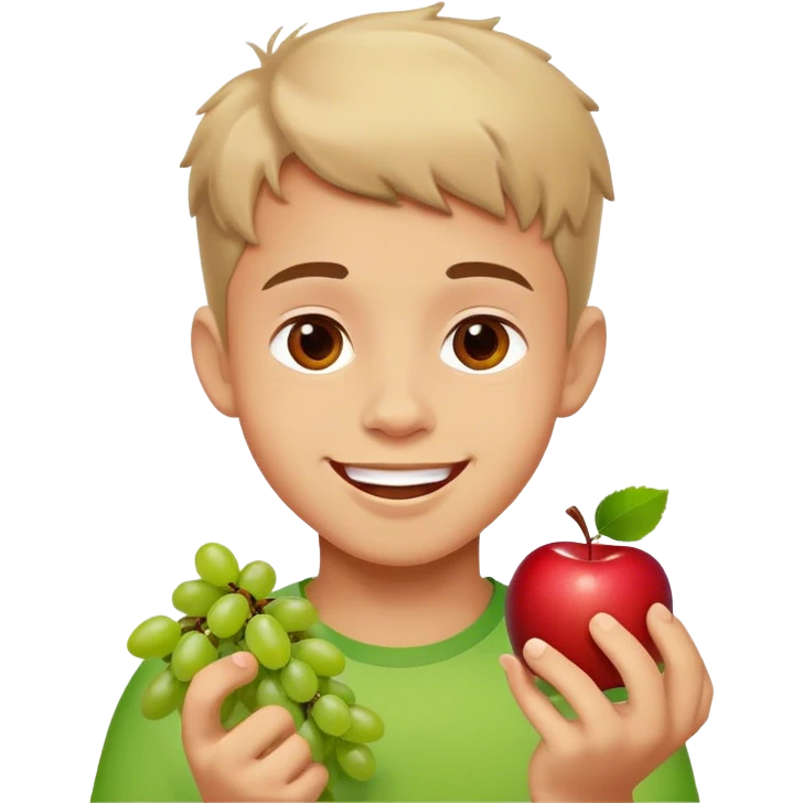 happy boy enjoying fruit emoji