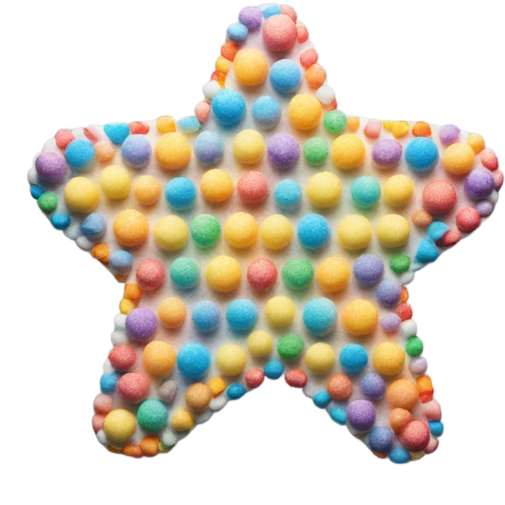 Sparkling rainbow star made of marshmallows emoji