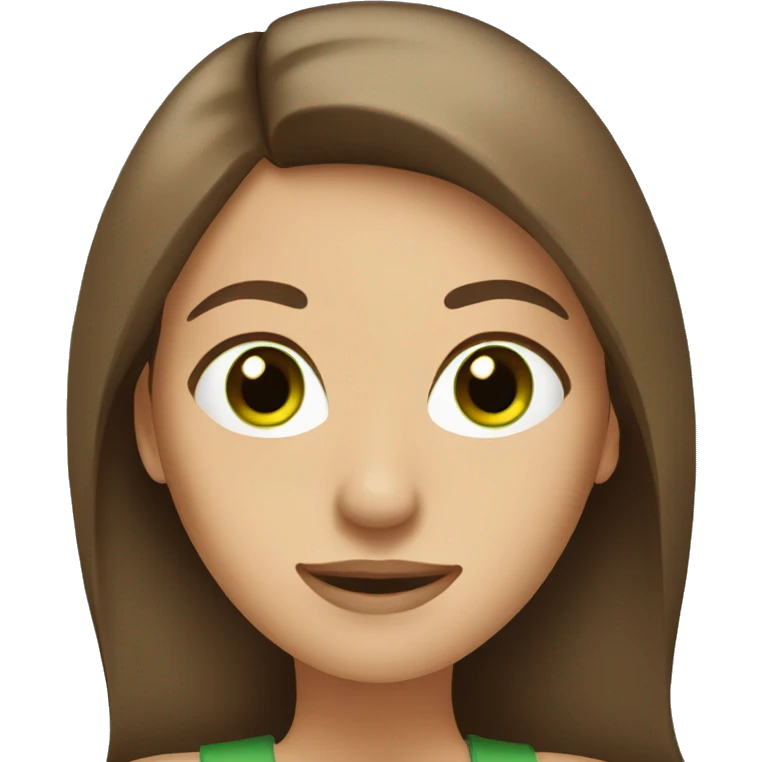 Woman with straight Long Brown hair and Green eyes  emoji