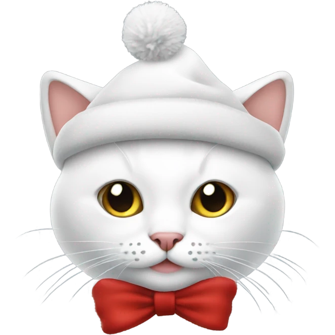 cat white with hat of christmas emoji