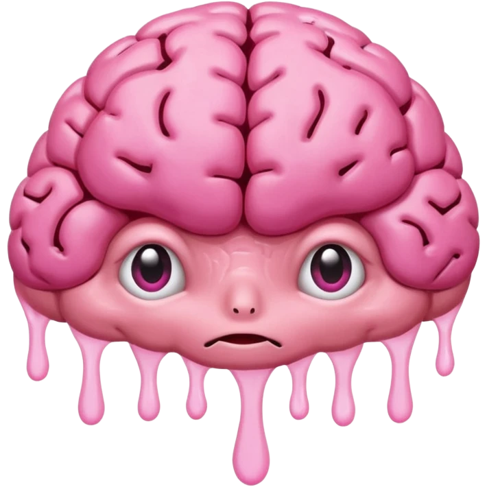 pink brain (without a face) melting into a puddle emoji