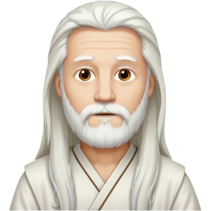 Dios, Hombre cabello largo blanco, barba blanca y tunica blanca emoji