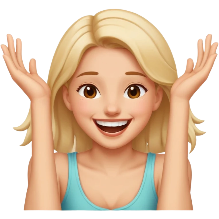 girl with hands around her neck and a laughing face  emoji