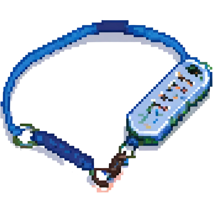 pixel art of a whistle with a blue lanyard emoji