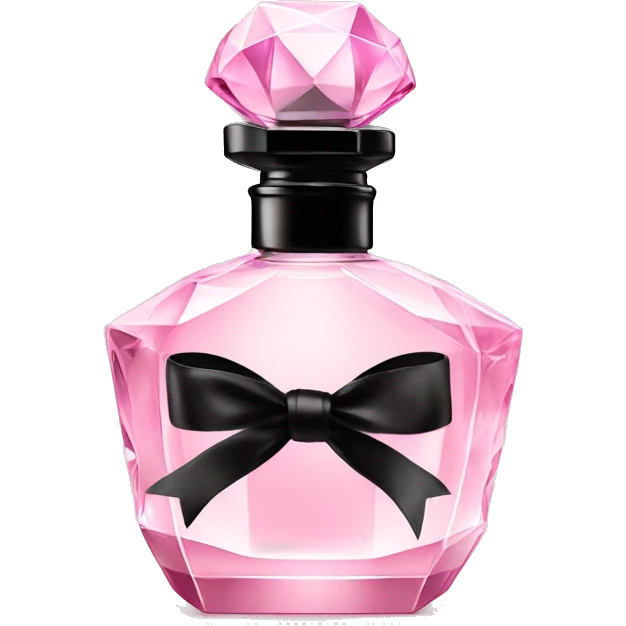 light pink crystal perfume bottle with black ribbon display emoji