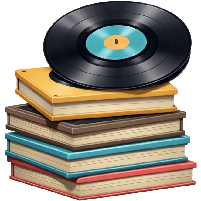 Icon for Vinyl Record Collecting: a stack of vintage vinyl records, The icon should convey the nostalgia and passion for collecting vinyl records. Transparent background. emoji