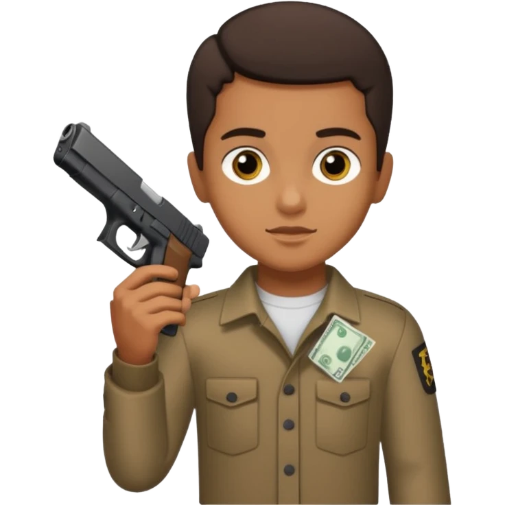 A brown kid holding a black glock 19 and cash emoji