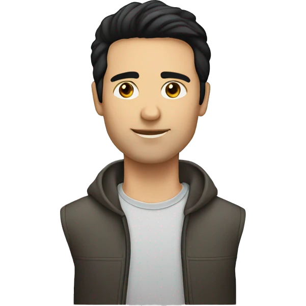 Caucasian man black hair  emoji