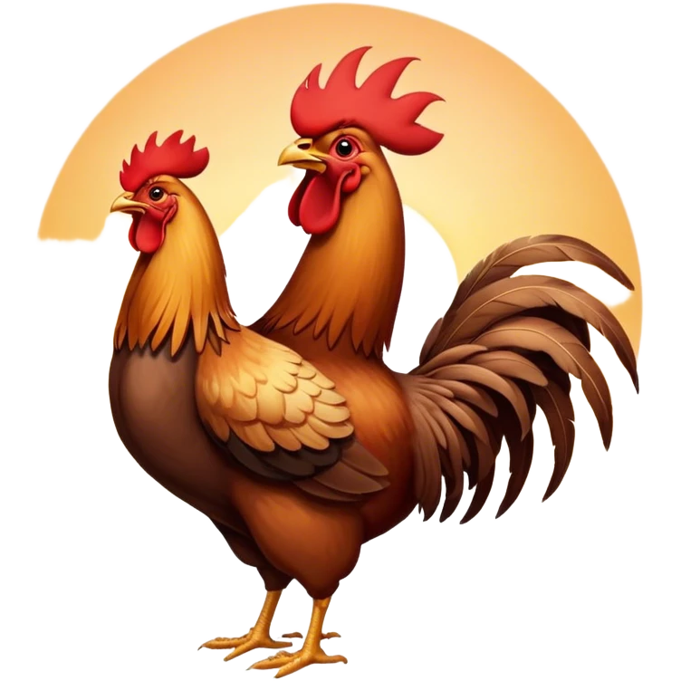 Rooster crowing at sunrise  emoji