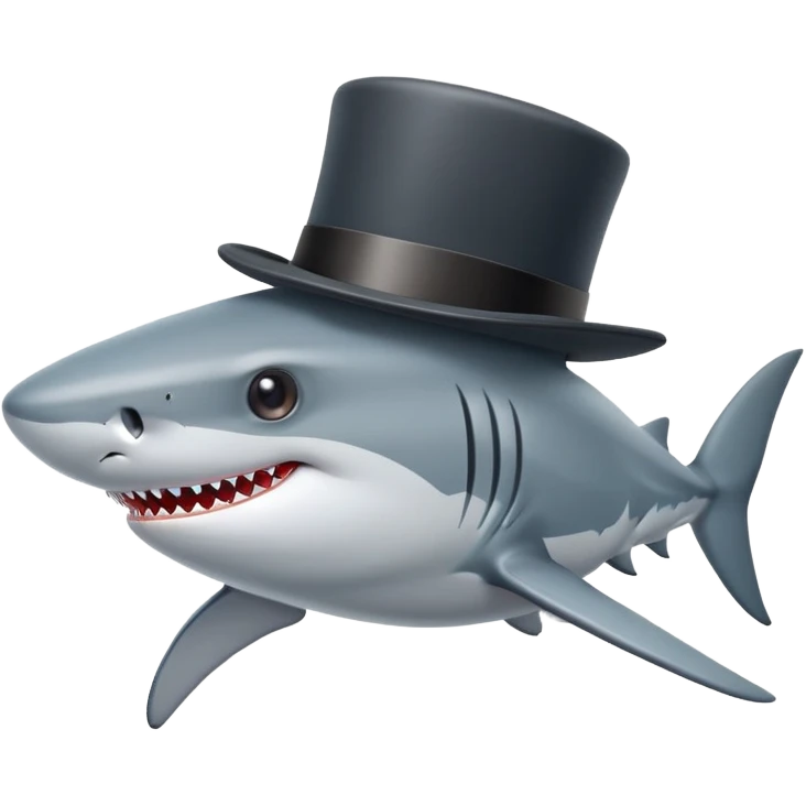 Shark with a top hat emoji