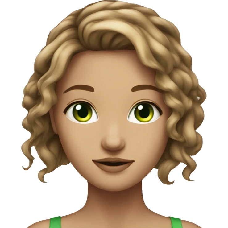 beautiful girl green eyes light brown haie emoji