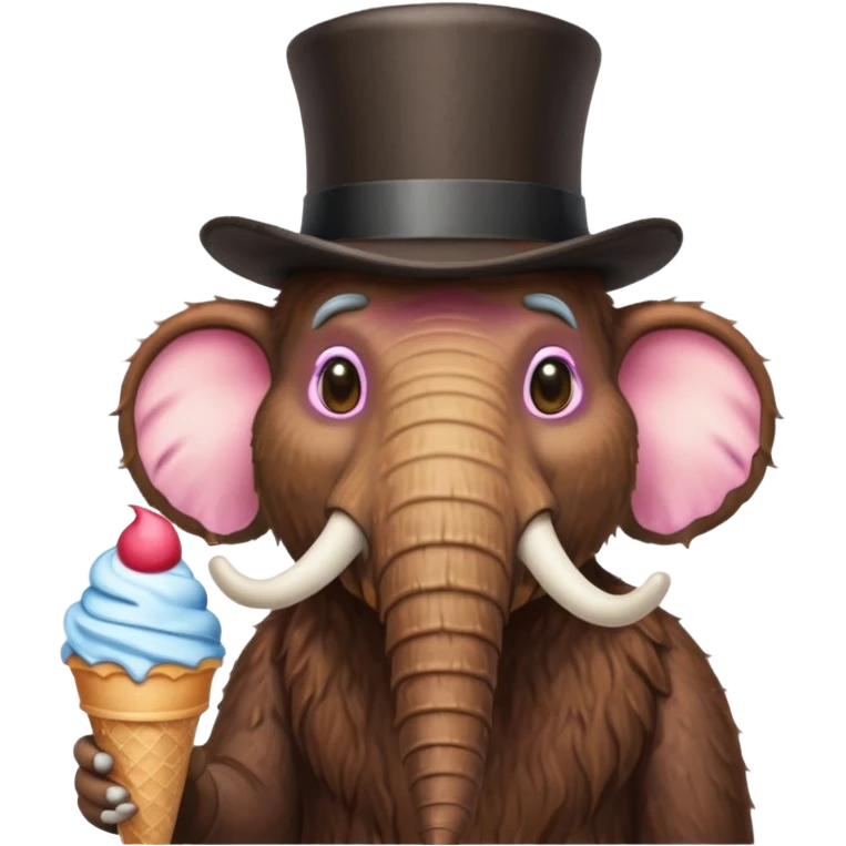 Mammoth With top hat and ice cream ￼ emoji