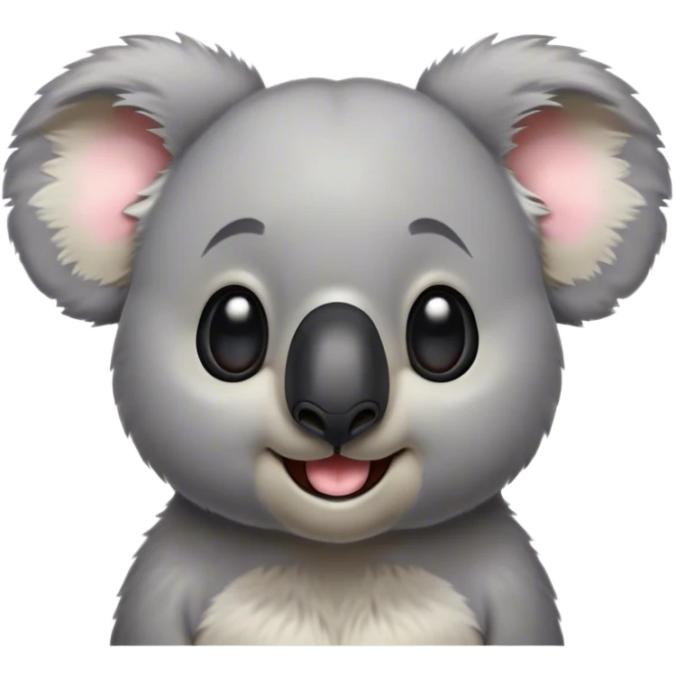 Cinematic Comical Koala Portrait Emoji, Head tilted dramatically with an exaggeratedly amused expression, featuring a quirky grey fur with a comically large black nose and wide, expressive eyes filled with playful disbelief, Simplified yet hilariously expressive features, highly detailed, glowing with a slightly sassy glow, high shine, dramatic yet playful, stylized with an air of cheeky eucalyptus mischief, bright and endearing, soft glowing outline, capturing the essence of a spirited and over‐the‐top koala, so meme‐worthy it feels like it could hug its way into internet fame instantly! emoji