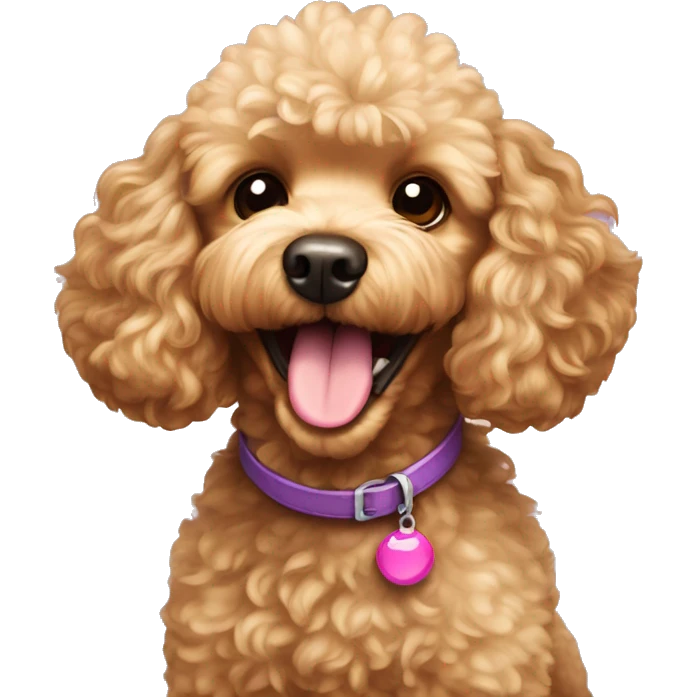 Golden toy poodle dog with tongue sticking out  emoji