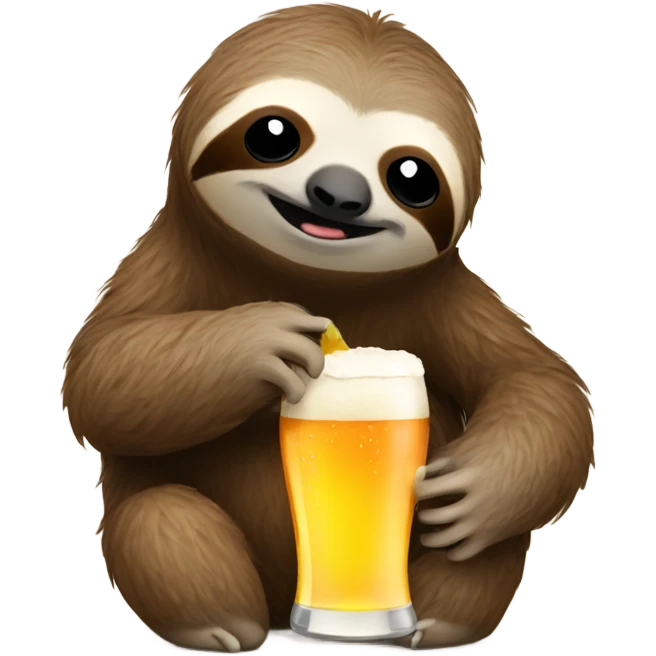 Sloth kissing a beer emoji