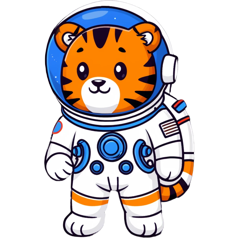 cute tiger cosmonaut emoji