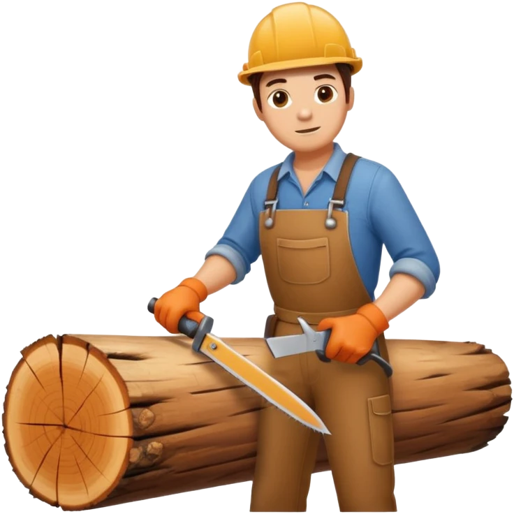 человек пилит бревно emoji
