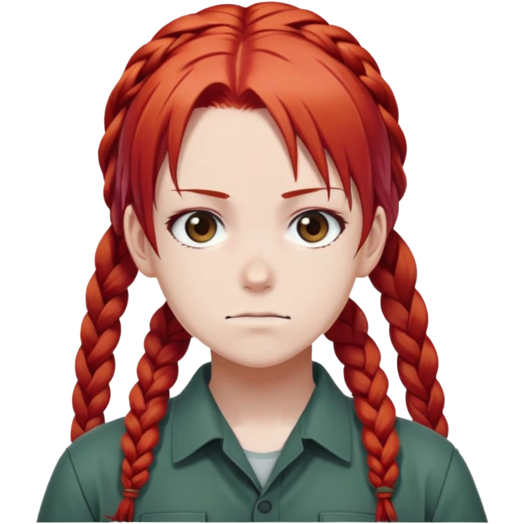 Makima from Chainsaw Man, stern look, red hair with braid emoji