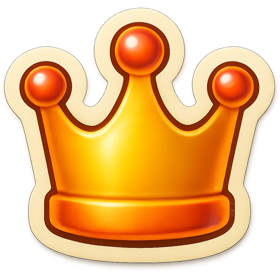 A crown emoji in the style of Apple emoji. emoji