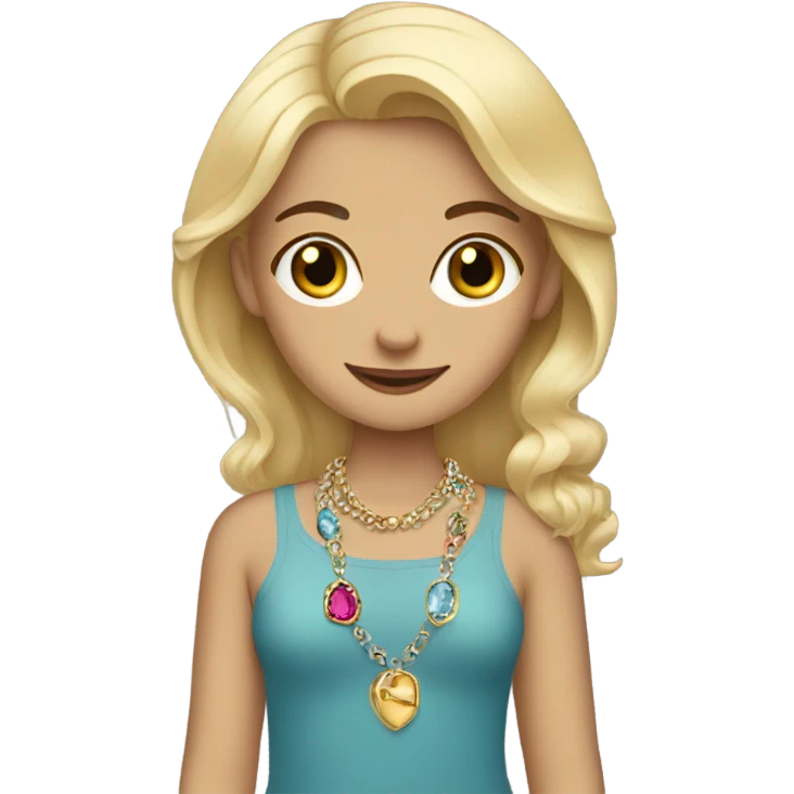 blonde girl with jewelry and boys emoji
