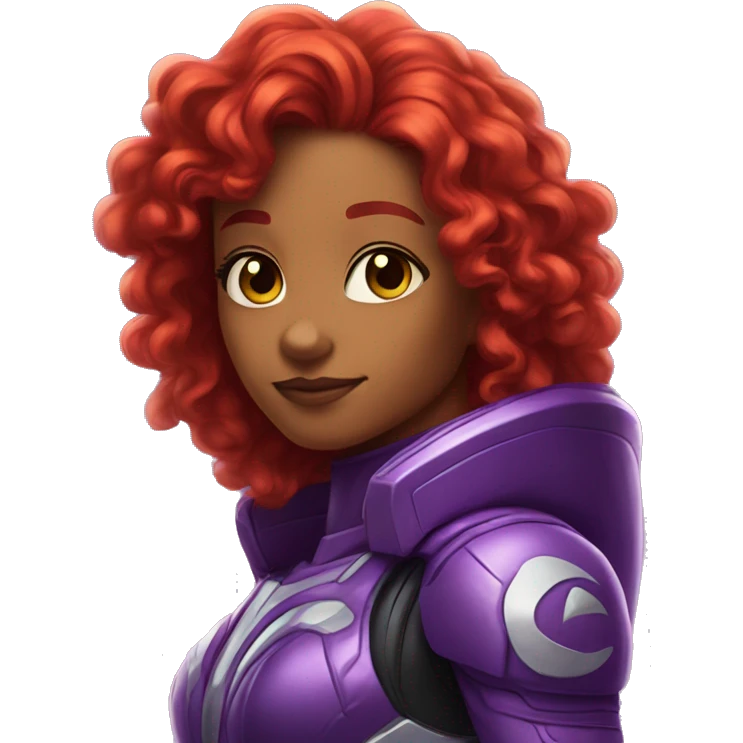 starfire dc glowing red curly hair purple spacesuit  emoji