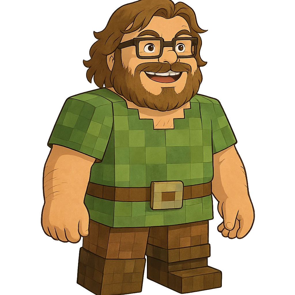 Jack Black as a Minecraft movie character emoji